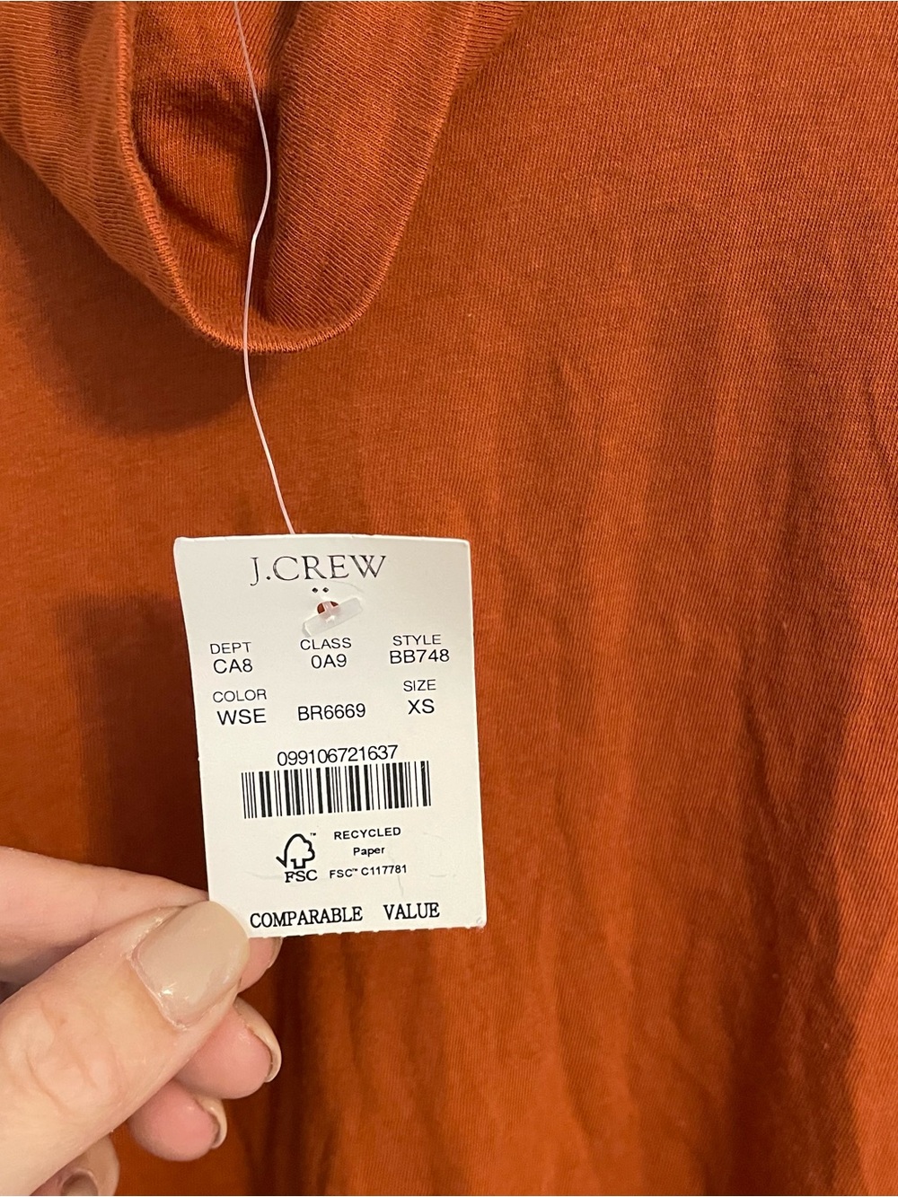 J.Crew Long Sleeve Turtleneck Rust color Size XS New With Tags - Picture 2 of 5